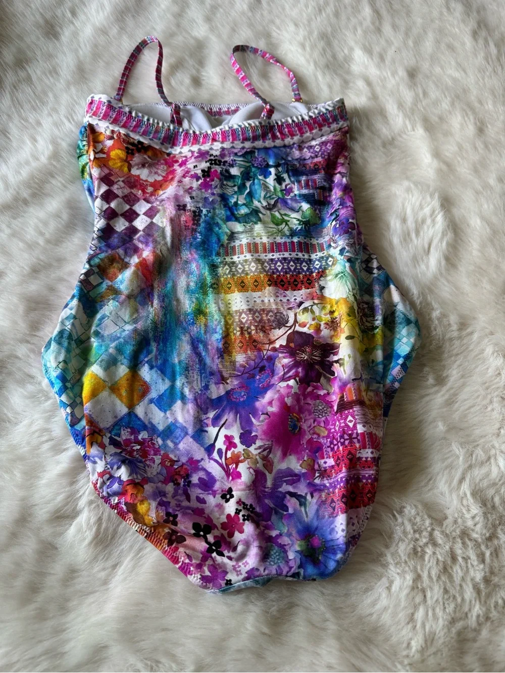 Gottex Multicolor Floral Mosaic One-Piece Swimsuit - Pink, Purple, Blue, Yellow